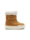 Moon Boot Girls Jr Strap Suede Boots In Neutrals