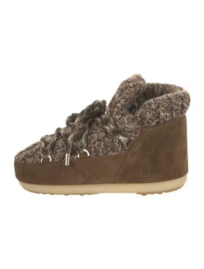 Pre-owned Moon Boot Patterned Hiking Boots In Brown