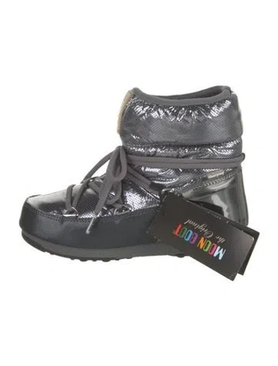 Pre-owned Moon Boot Patterned Lace-up Boots In Gray