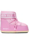 Moon Boot Pink Nylon Icon Low Ankle Boots In Animal Print