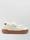 Moon Boot Platform Sandals Double Straps Shearling Upper In Neutral