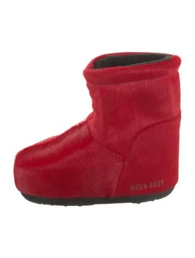 Pre-owned Moon Boot Ponyhair Boots W/ Tags In Red