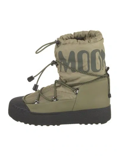 Pre-owned Moon Boot Printed Hiking Boots In Green