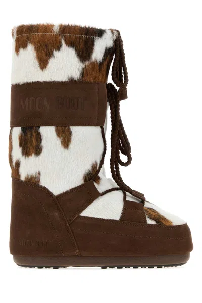Moon Boot Printed Leather Hair Icon Mini Boots In Animal Print