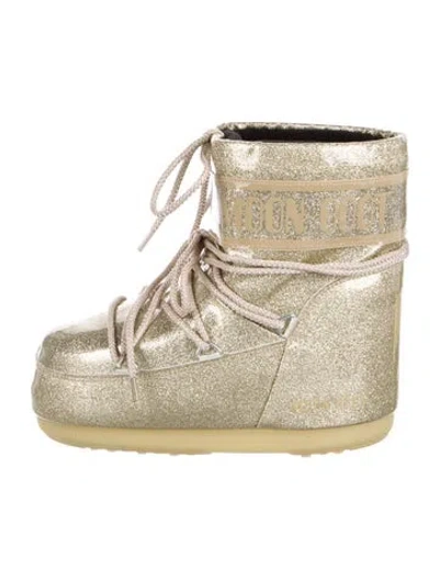 Pre-owned Moon Boot Pvc Glitter Accents Lace-up Boots