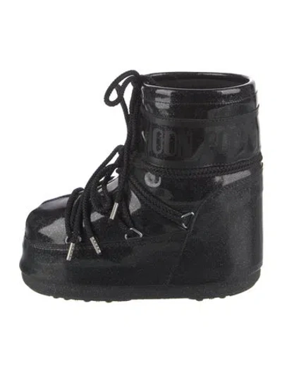 Pre-owned Moon Boot Pvc Lace-up Boots In Black