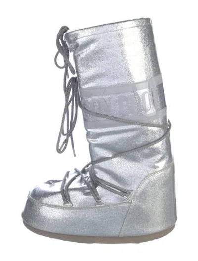 Pre-owned Moon Boot Pvc Lace-up Boots In Silver