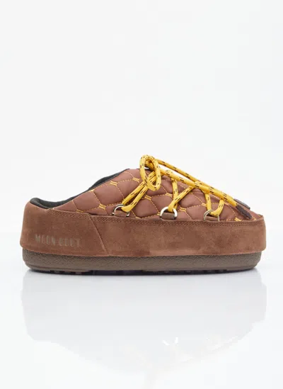 Moon Boot Quilted Lace-up Mules In Brown