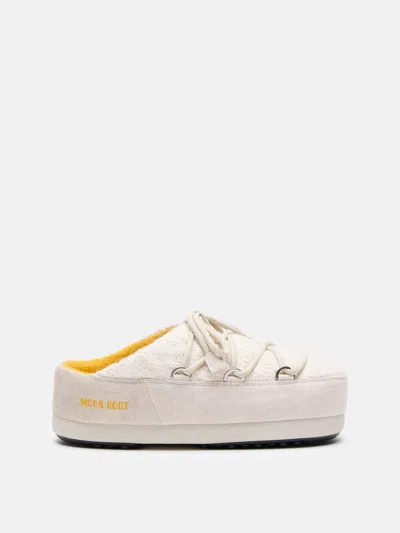 Moon Boot Quilted Platform Slipper In Ecru