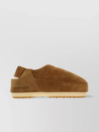 MOON BOOT QUILTED ROUND TOE SUEDE MULES
