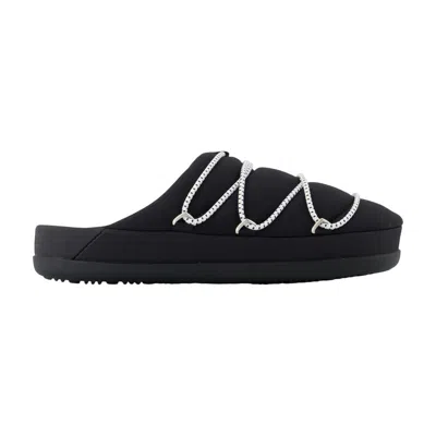 Moon Boot Quilted Synthetic Slipper In Black