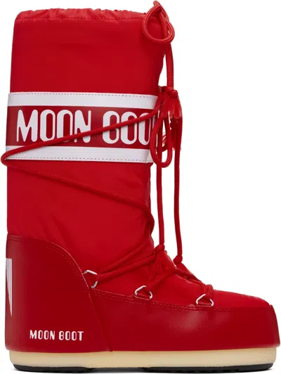 Moon Boot Red Icon Nylon Boots In D001 - Red