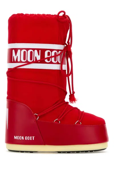 Moon Boot Red Nylon And Synthetic Leather Icon Boots