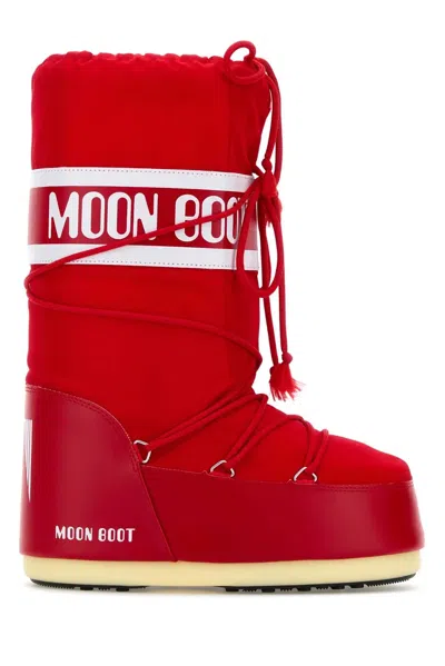 Moon Boot Red Nylon And Synthetic Leather Icon Boots