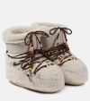 Moon Boot Icon Low Embellished Faux-fur And Suede-trimmed Shell Snow Boots In Beige