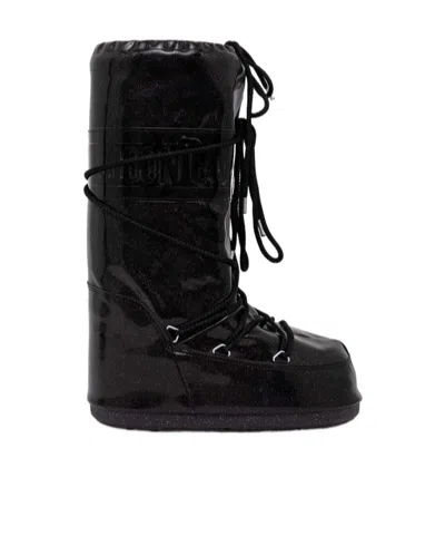 Moon Boot Icon Glitter Padded Snow Boots In Black