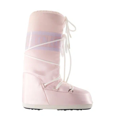 Moon Boot Round Toe Boots In Pink
