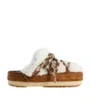 Moon Boot Lace Detail Mules Rubber Sole Suede In Brown