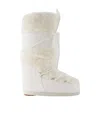 Moon Boot Faux Fur Ankle Boots With Lace-up Design In White