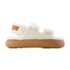 Moon Boot Platform Sandals Double Straps Shearling Upper In White
