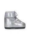 Moon Boot Satin Ankle Boots "icon Low Glance" In Silver