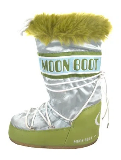 Pre-owned Moon Boot Satin Printed Snow Boots In Multi