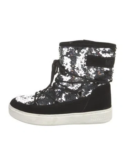 Pre-owned Moon Boot Sequins Patterned Lace-up Boots