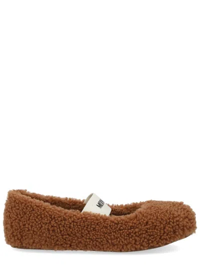 Moon Boot Shearling Ballerina In Brown