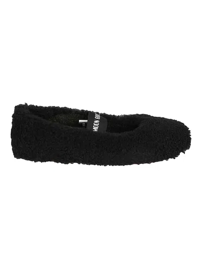 Moon Boot Shearling Ballerina Flats In Black