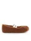 Moon Boot Shearling Ballerina Flats In Brown