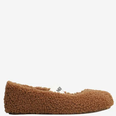 MOON BOOT SHEARLING BALLERINA FLATS WITH LOGO