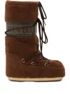 Moon Boot Logo Fleece Boot Flat Sole In Brown