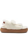 Moon Boot Shearling Sandals With Thick Sole In White