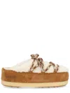 Moon Boot Lace Detail Mules Rubber Sole Suede In Multi