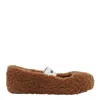 Moon Boot Shearling Ballerina Flats With Logo In Brown
