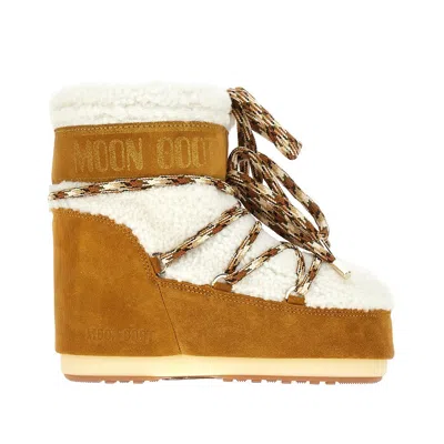 Moon Boot Shearling 'icon Low' Boots In Brown
