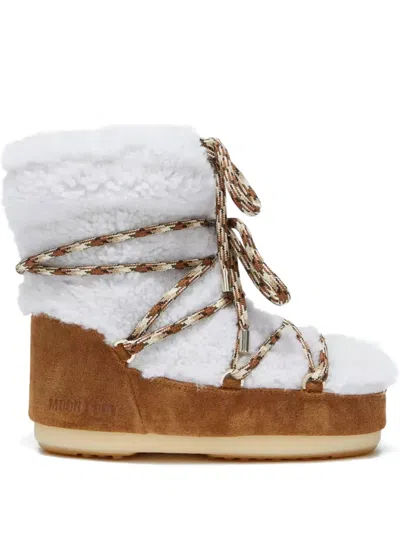 Moon Boot Shearling Lace-up Boot In White