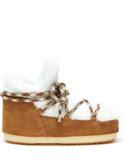 Moon Boot Shearling Lace-up Boots In Brown