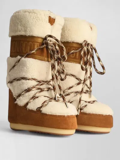 Moon Boot Shearling Panelled Snow Boots In Brown