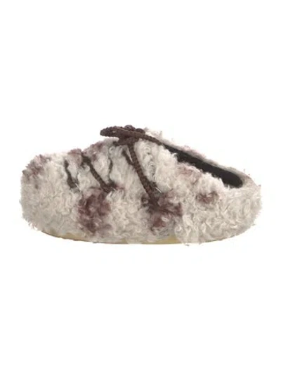 Pre-owned Moon Boot Shearling Printed Slippers In Neutrals