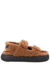 Moon Boot Shearling Upper Double Strap Slingback Sandals In Multi