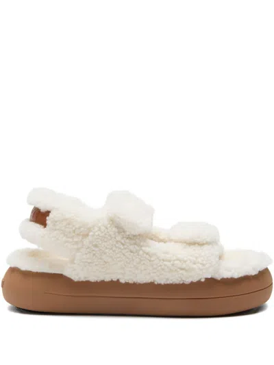 Moon Boot Shearling Sandals In Neutral