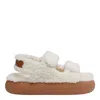Moon Boot Shearling Sandals With Thick Sole In White
