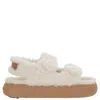 Moon Boot Shearling Sandals With Dual Adjustable Straps In White