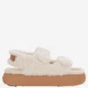 Moon Boot Platform Sandals Double Straps Shearling Upper In White