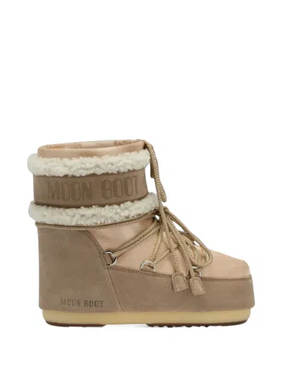 Moon Boot Shearling-trim Lace-up Boots In Brown