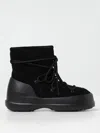 Moon Boot Luna Black Ankle Boots With Laces In Suede And Tech Fabric Woman In Schwarz