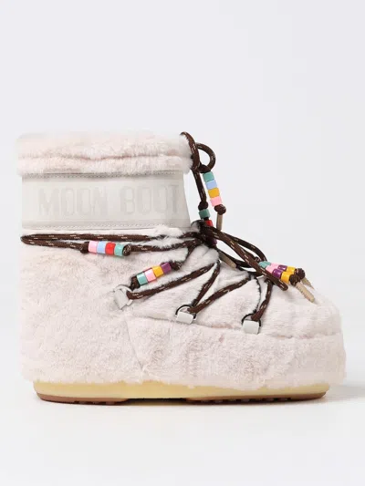 MOON BOOT FLAT ANKLE BOOTS MOON BOOT WOMAN COLOR CREAM,F98737078