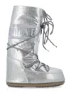 Moon Boot Silver Logo Boots In Silver