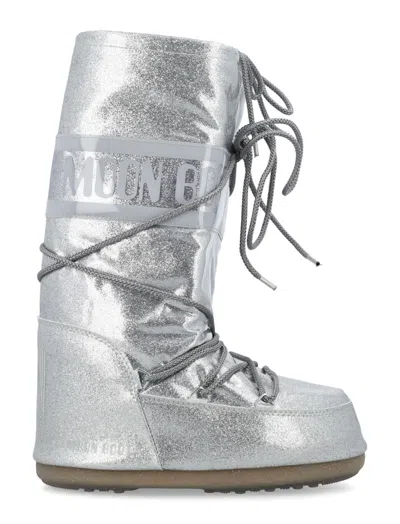 Moon Boot Silver Logo Boots